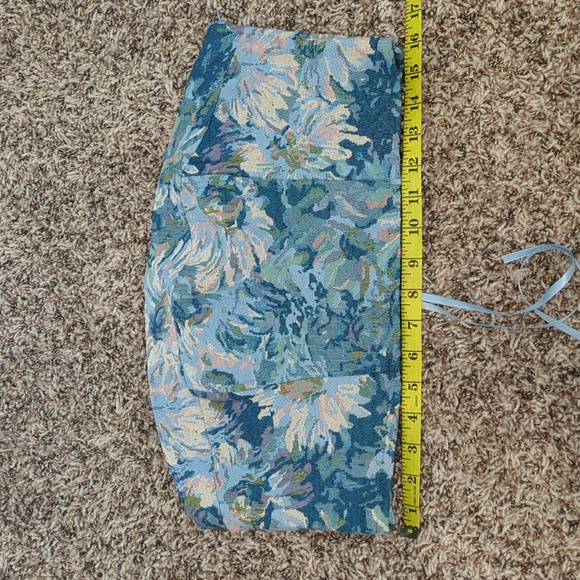 Madden NYC lichen blue brocade strapless floral swirl corset back crop tube top - Picture 5 of 13